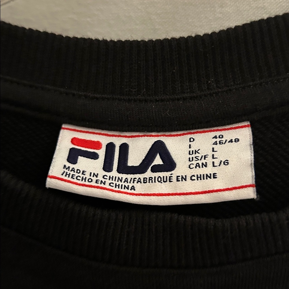 Fila Retro Black Sweatshirt Color Block Logo Size L - Picture 6 of 11